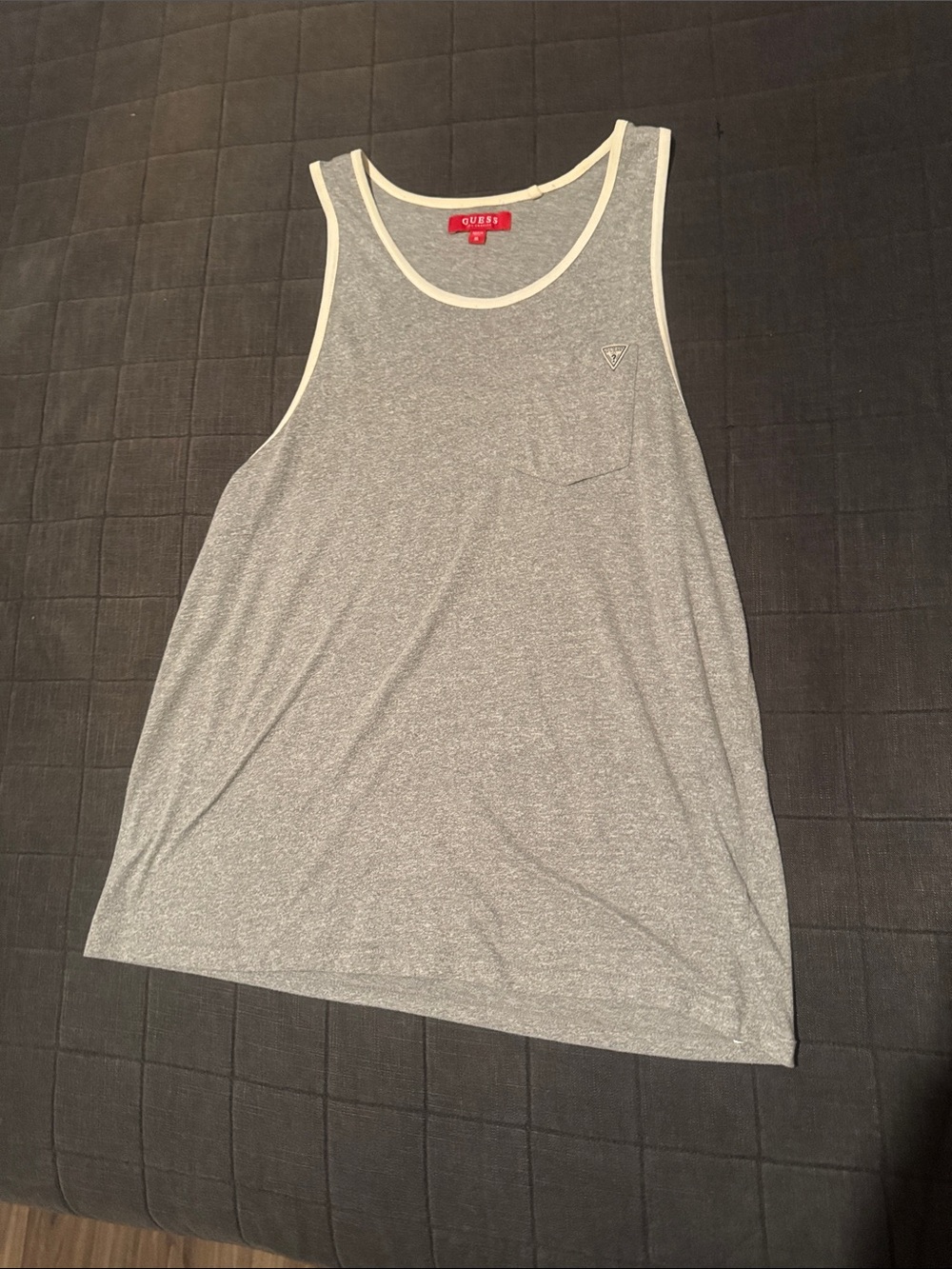 GUESS Gray Men’s Tank Top with White Trim